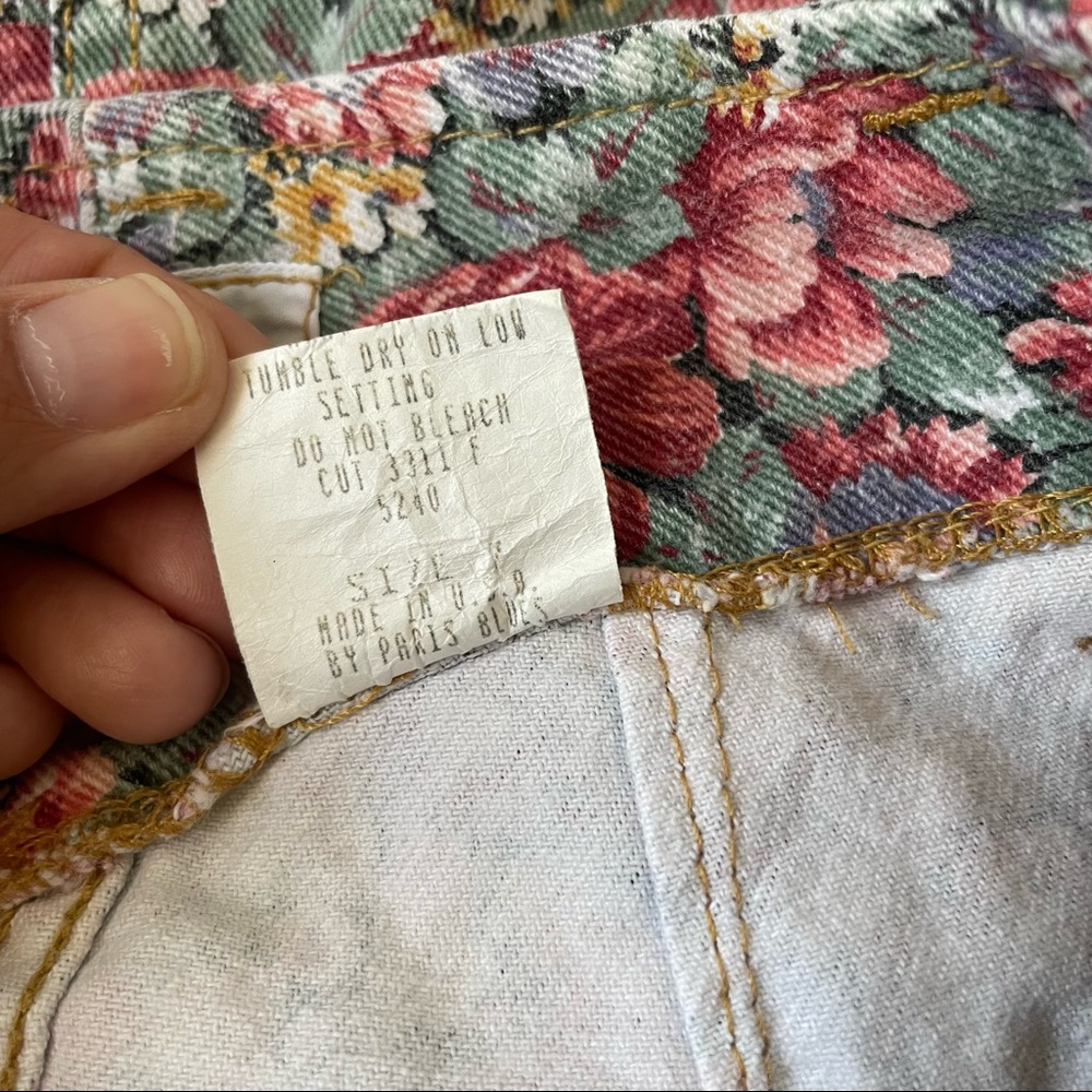 VINTAGE Paris Blues Floral Denim Mini Skirt - Picture 6 of 6